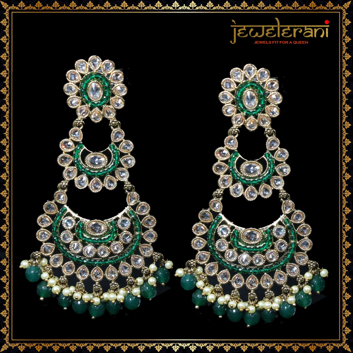 Baleem Earrings & Tikka Set - Green