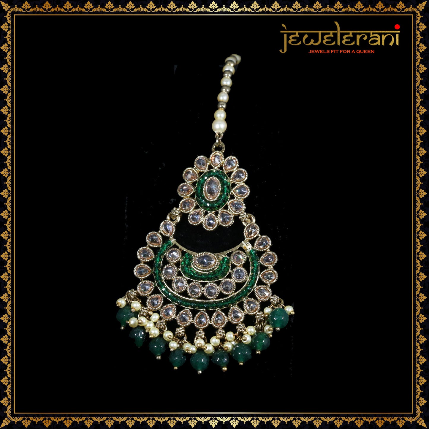 Baleem Earrings & Tikka Set - Green