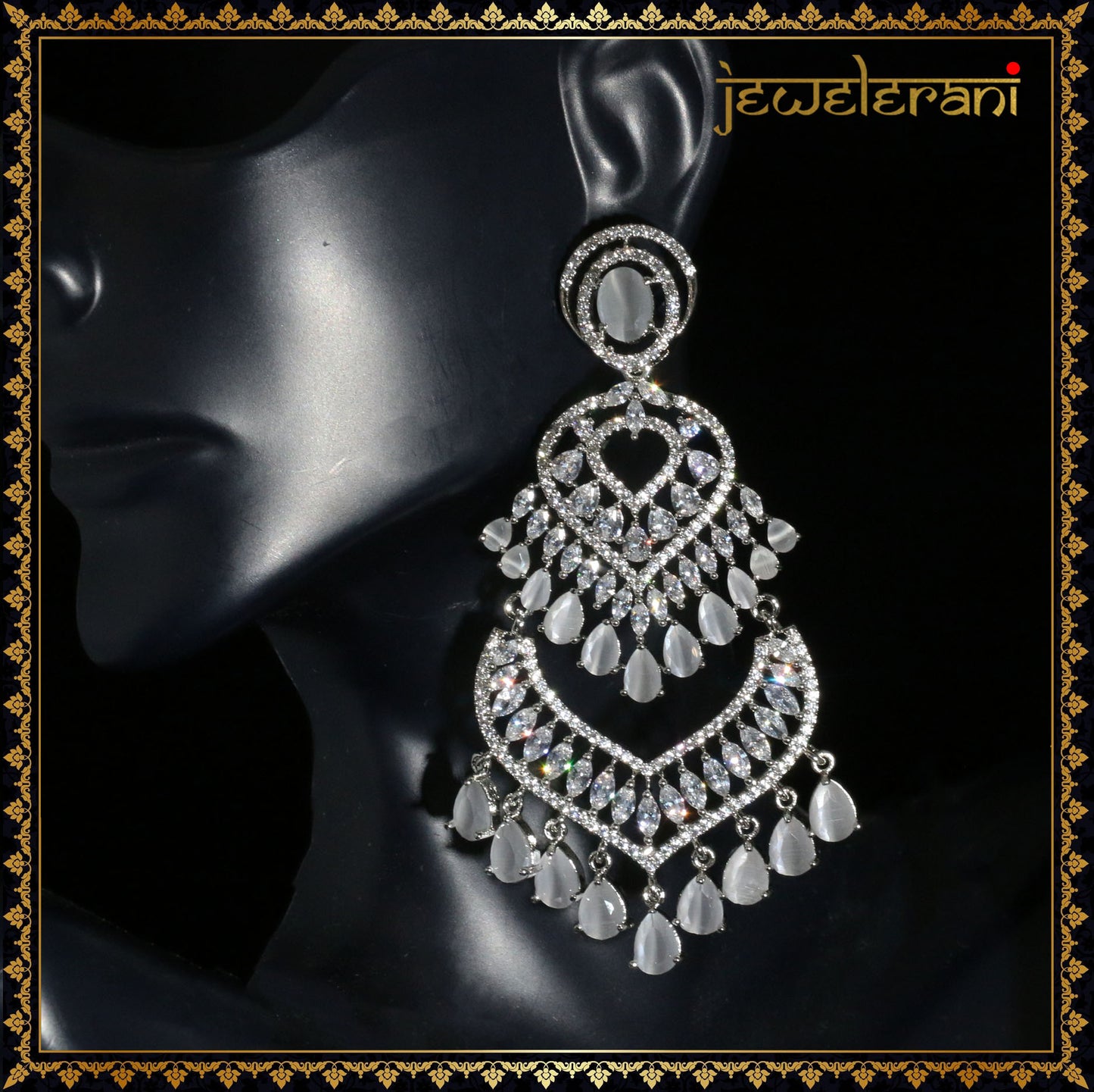 Zavera Earring Tikka Set - Gray