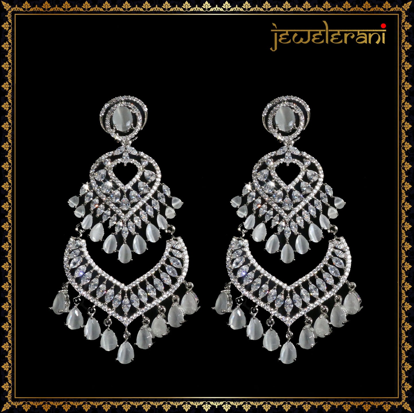 Zavera Earring Tikka Set - Gray