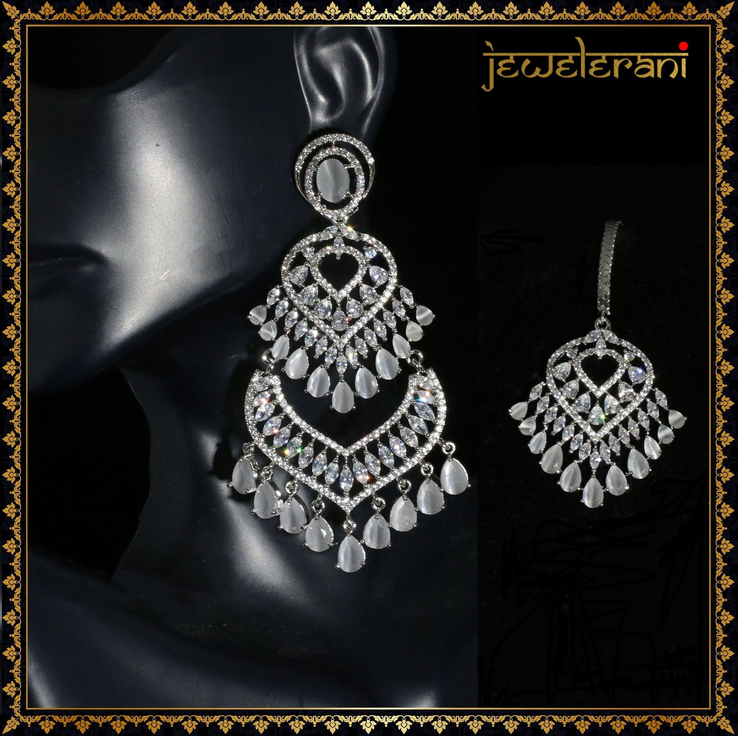 Zavera Earring Tikka Set - Gray