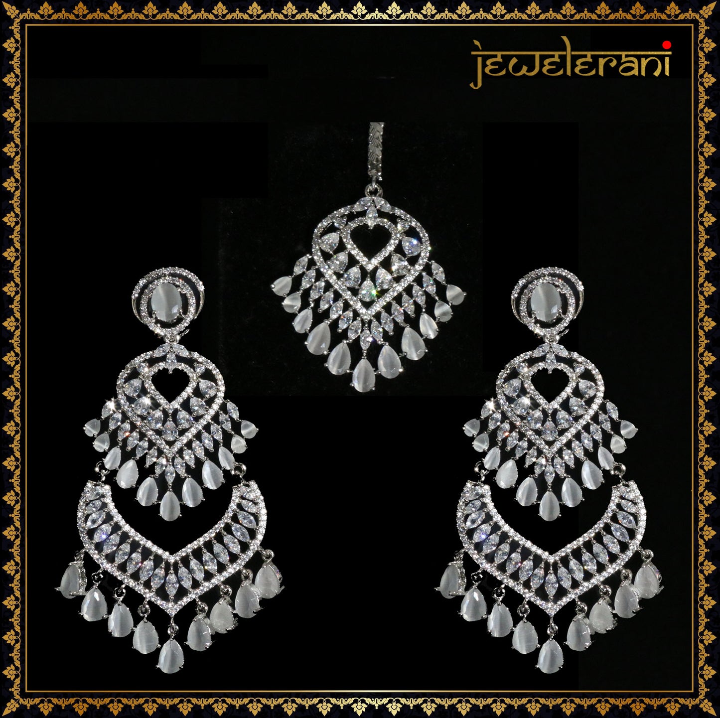 Zavera Earring Tikka Set - Gray