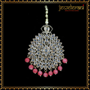 Kalyan Earrings & Tikka Set - Pink