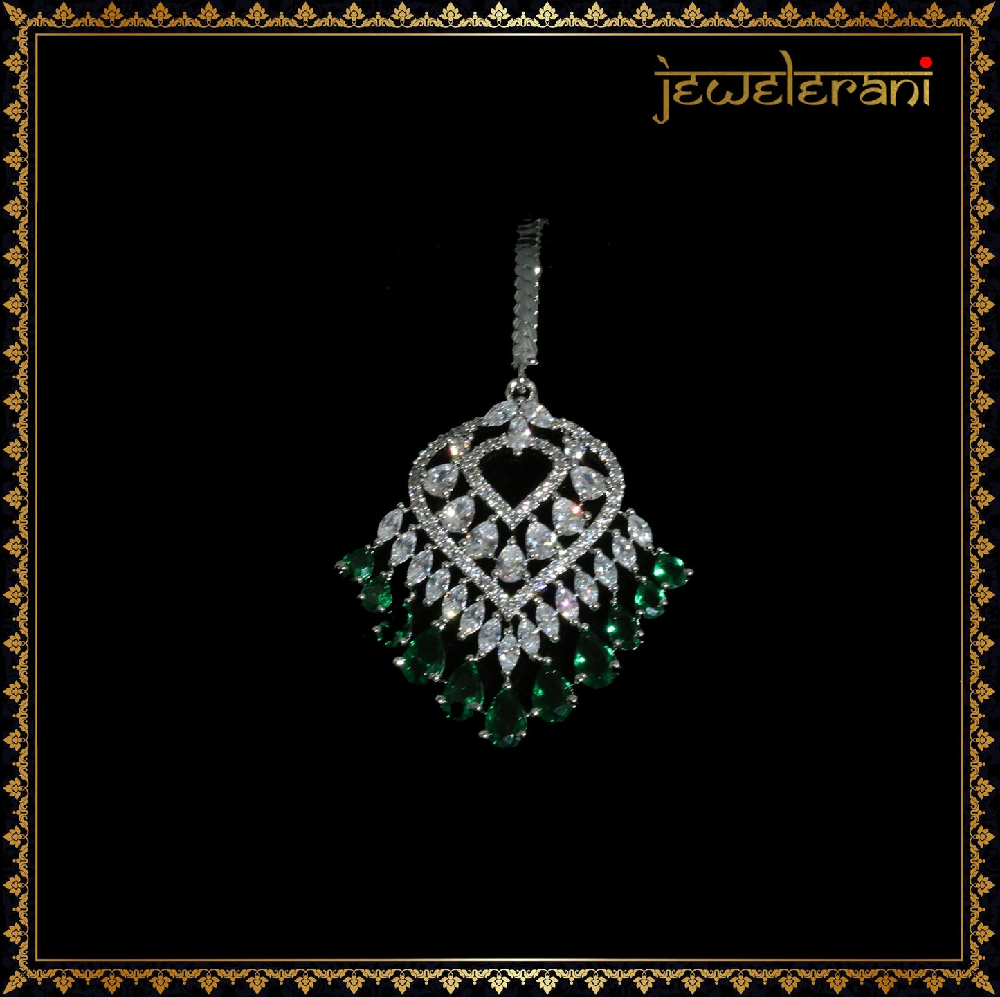 Zavera Earring Tikka Set - Green