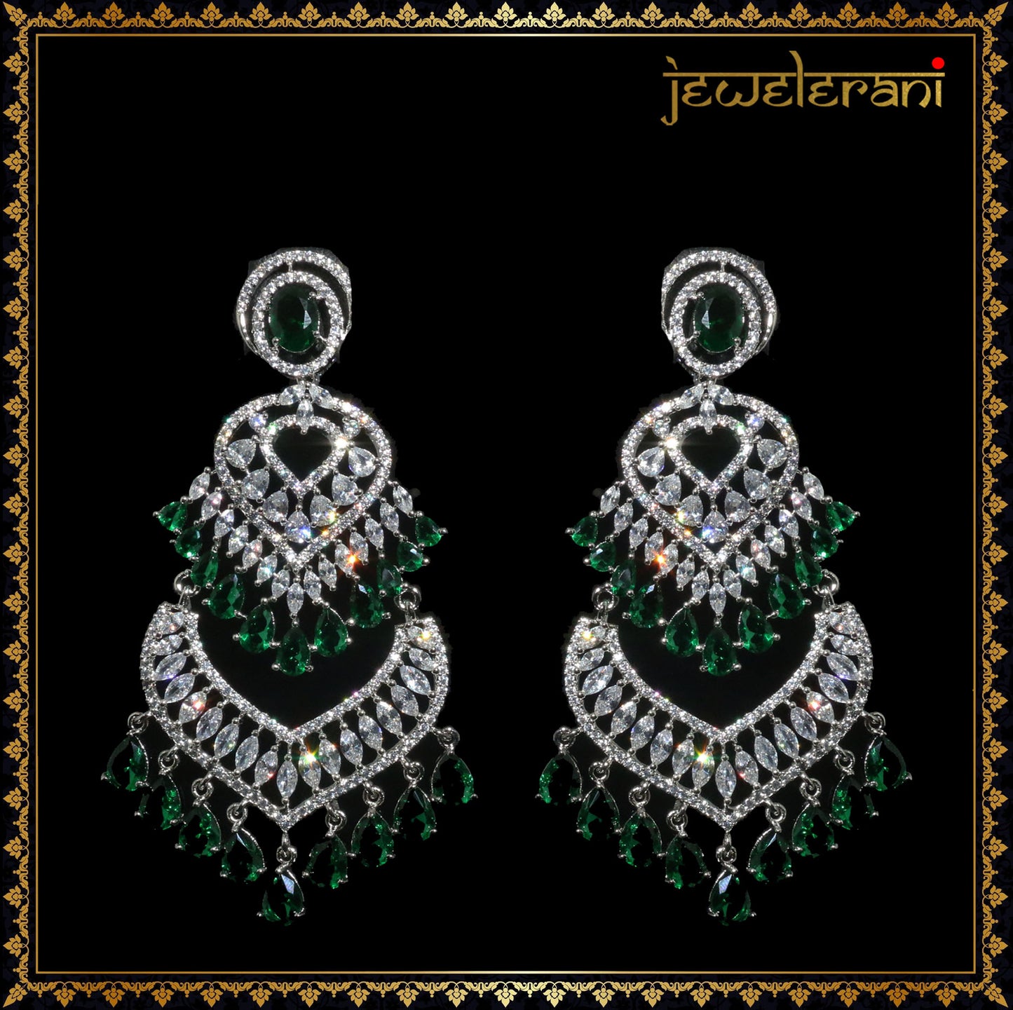 Zavera Earring Tikka Set - Green