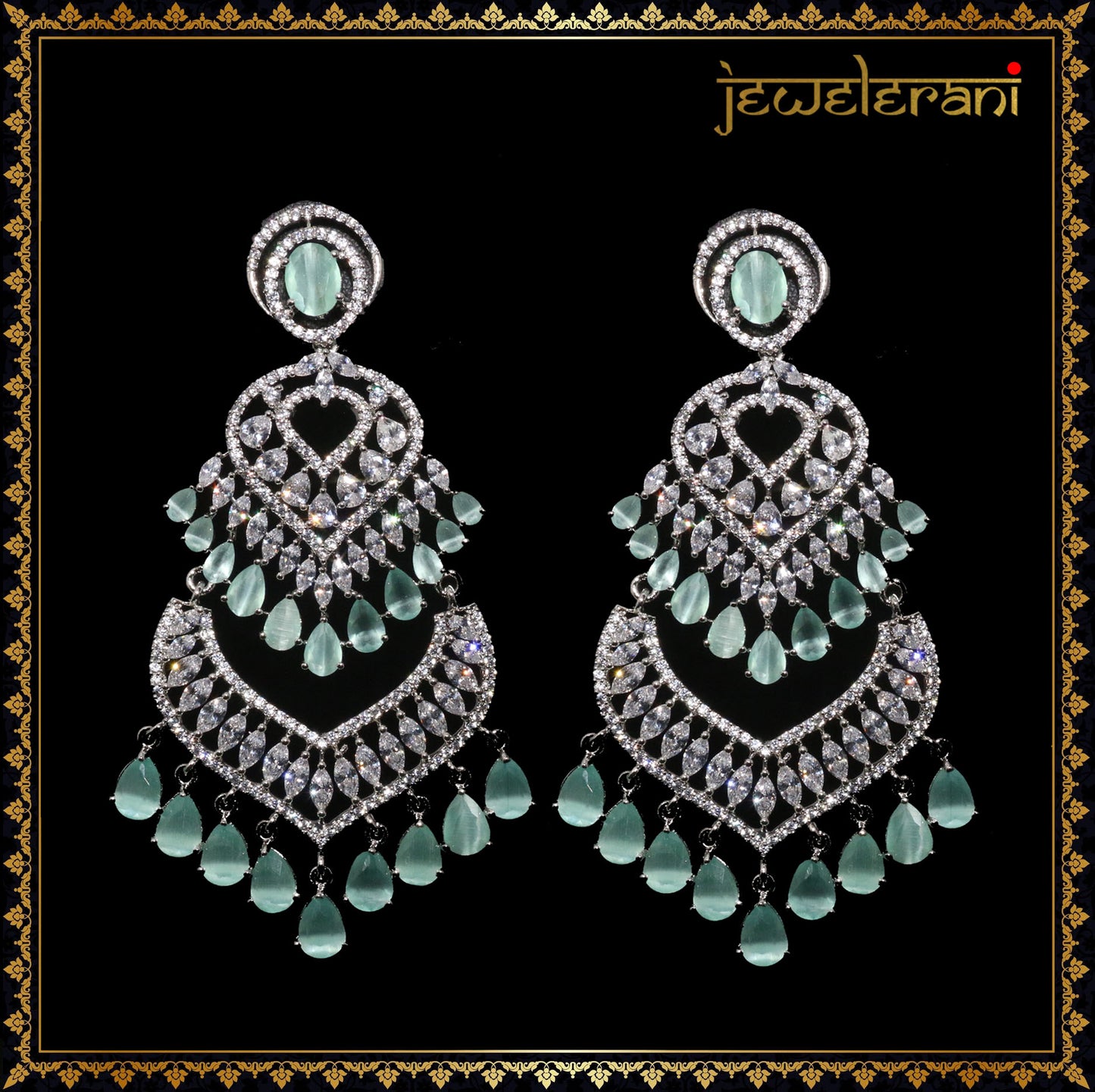 Zavera Earring Tikka Set - Mint Green