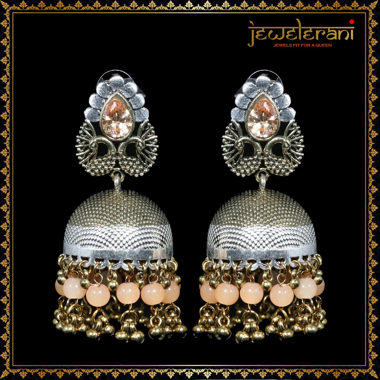 Radha Earrings - Peach