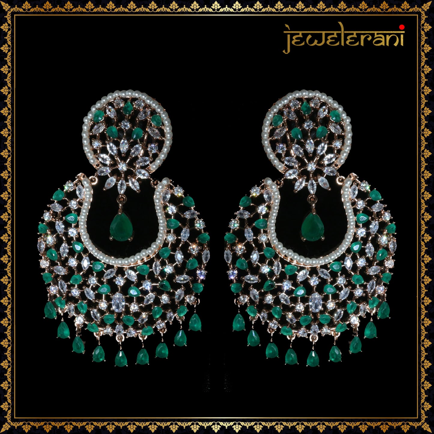 Pansa Earring Tikka Set - Green