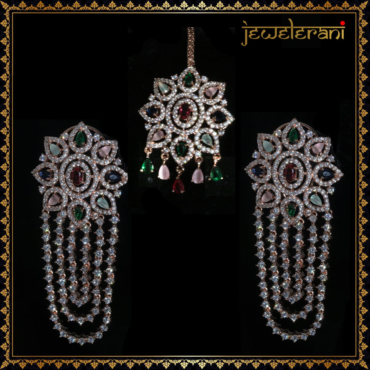 Zaman Earring Tikka Set - Multi