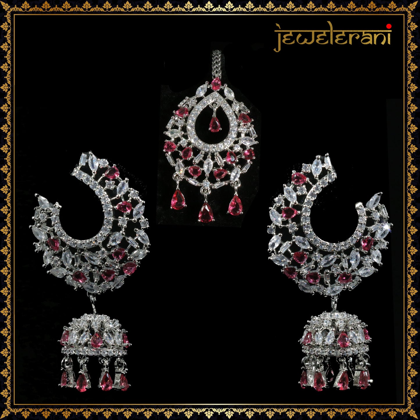 Tanja Earring Tikka Set - Red