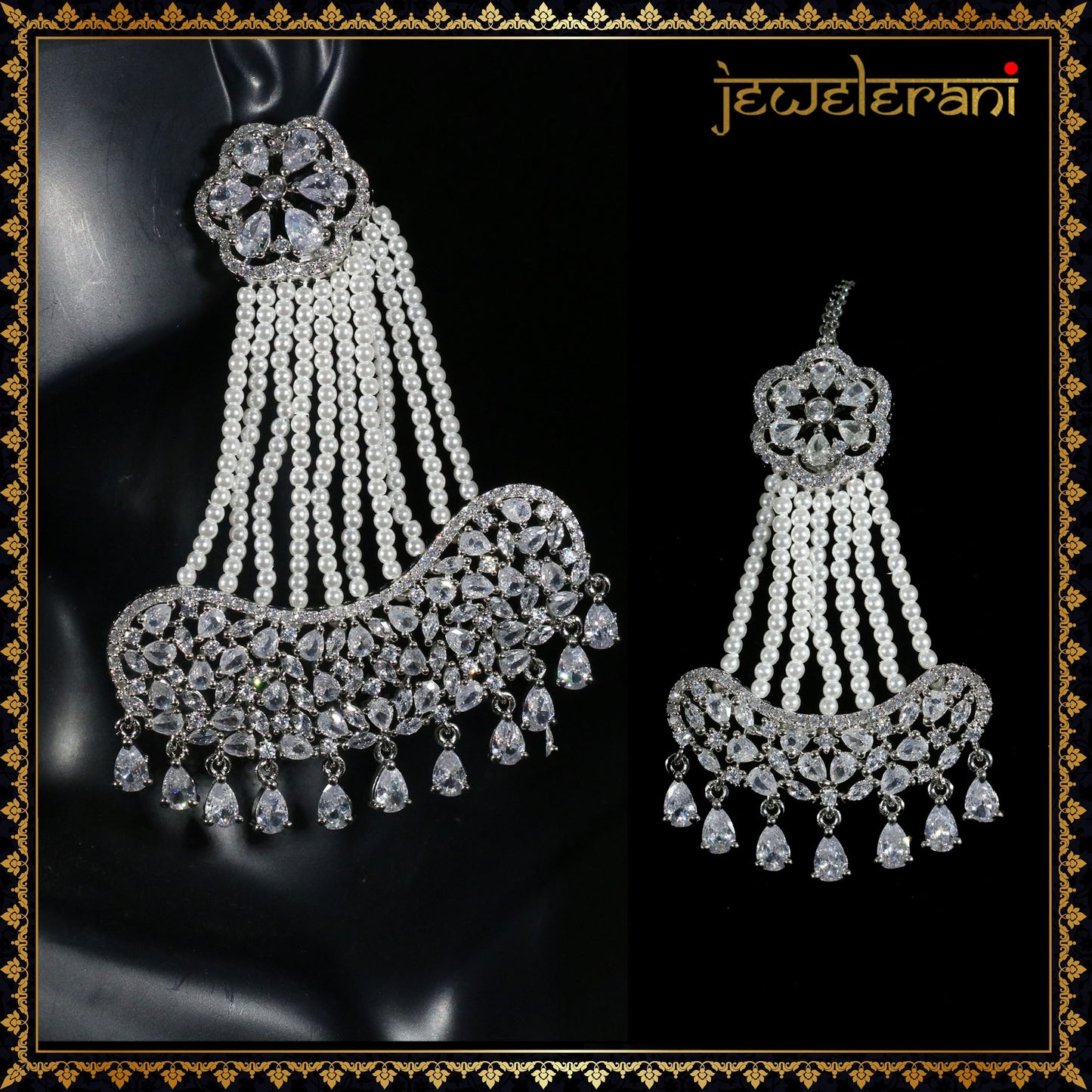 Kanchan Earring Tikka Set - White