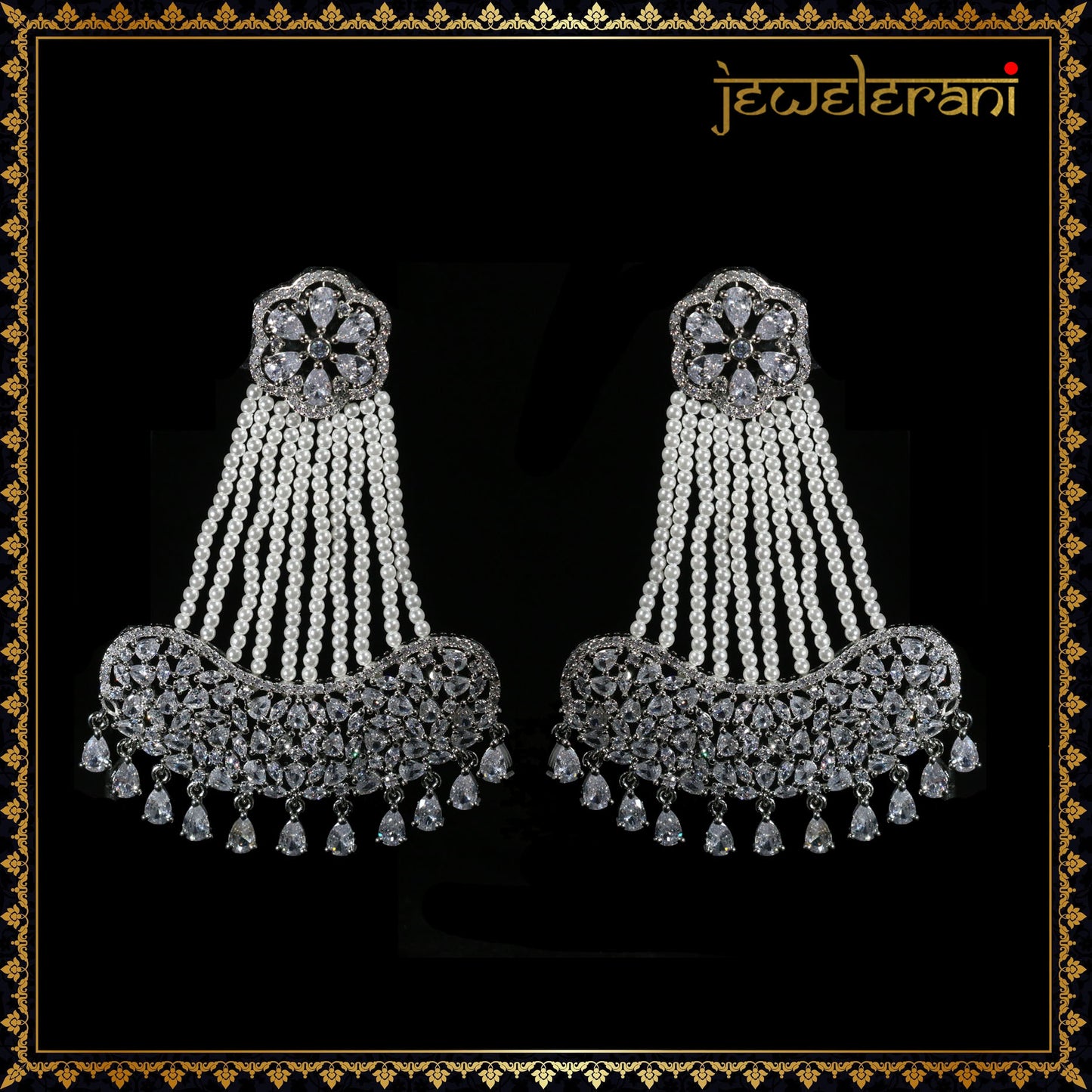 Kanchan Earring Tikka Set - White