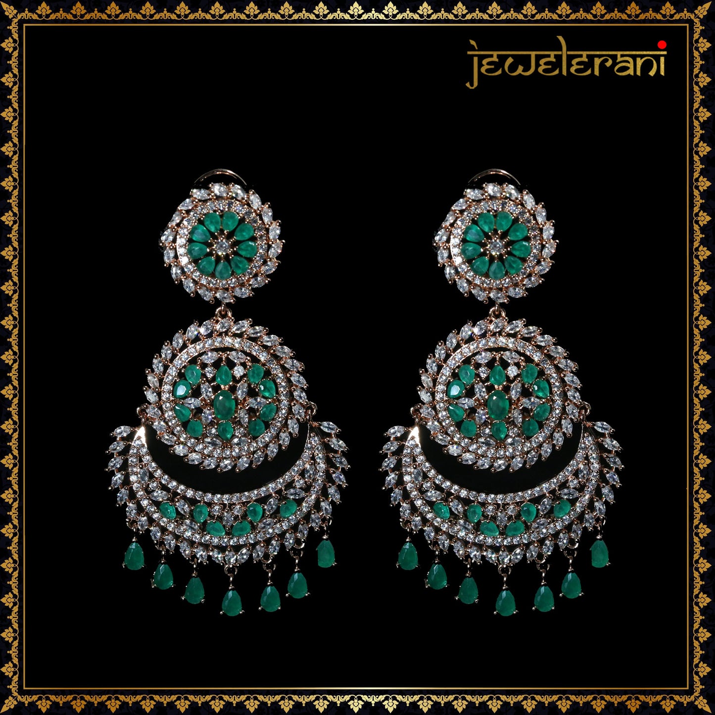 Niharika Earring Tikka Set - Green