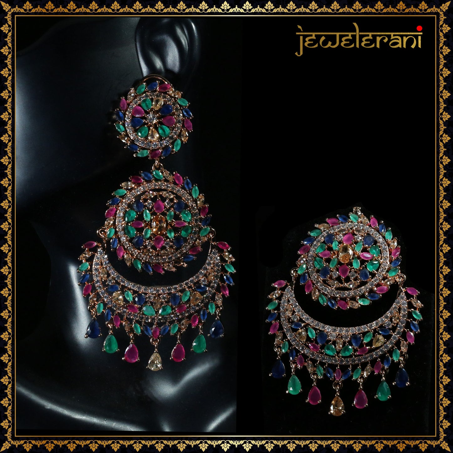 Niharika Earring Tikka Set - Multi