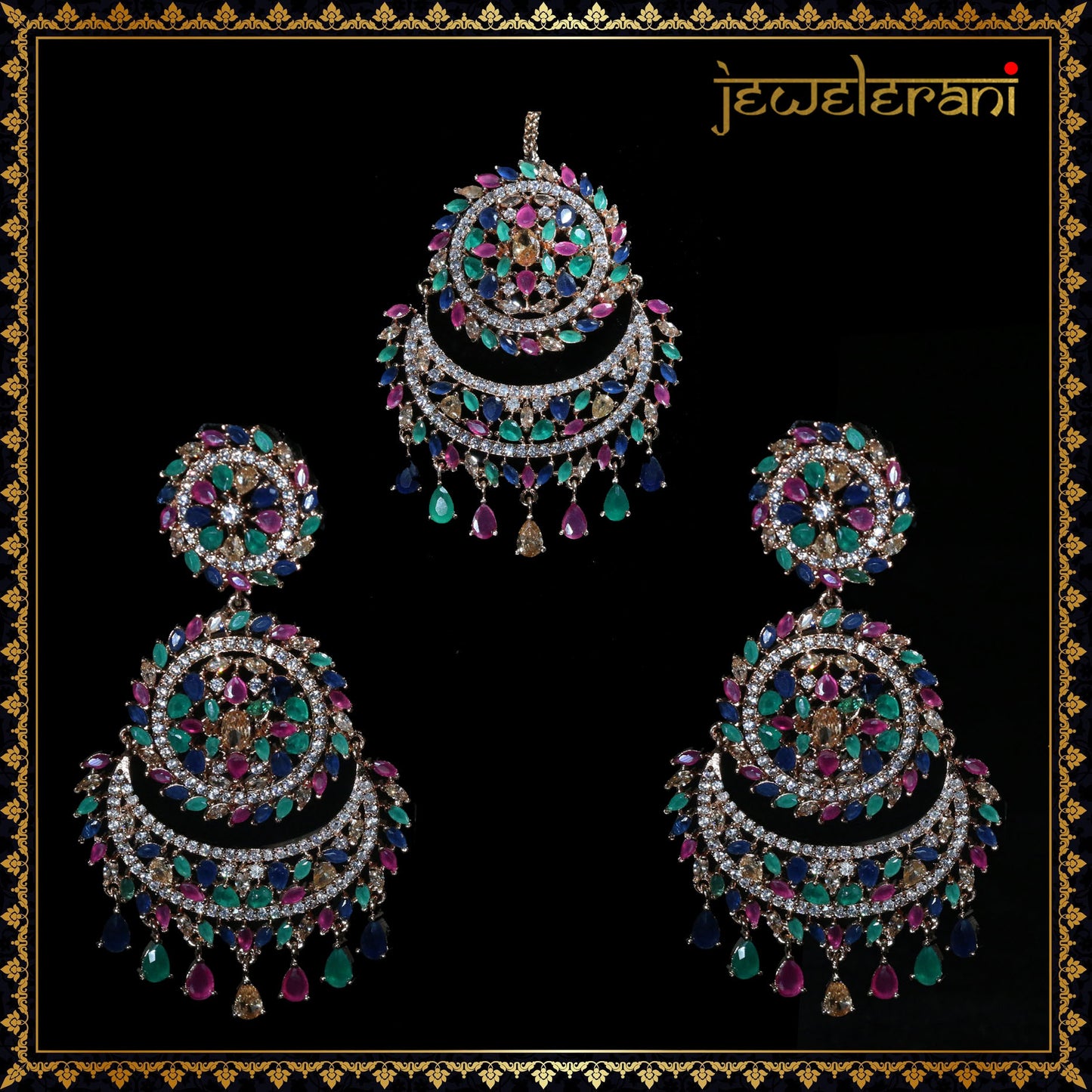 Niharika Earring Tikka Set - Multi