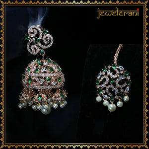 Lazziz Earring Tikka Set - Green