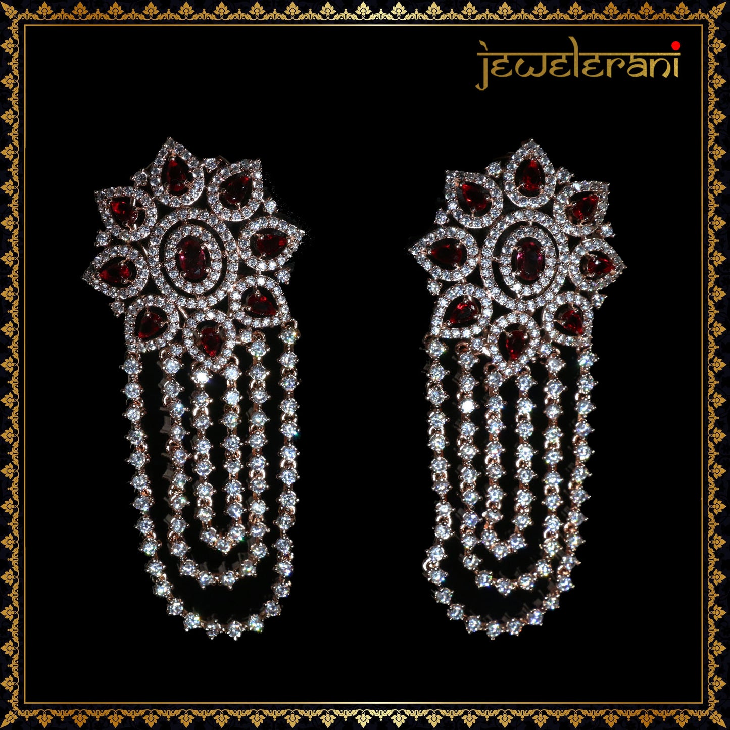 Zaman Earring Tikka Set - Red