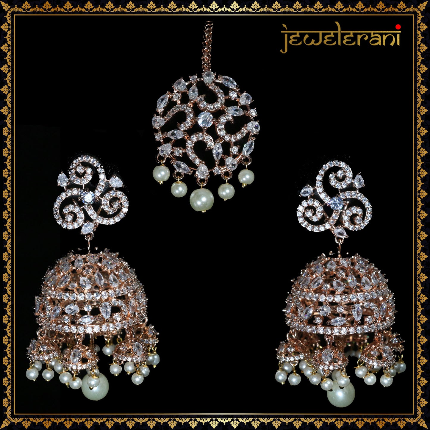 Lazziz Earring Tikka Set - Gold