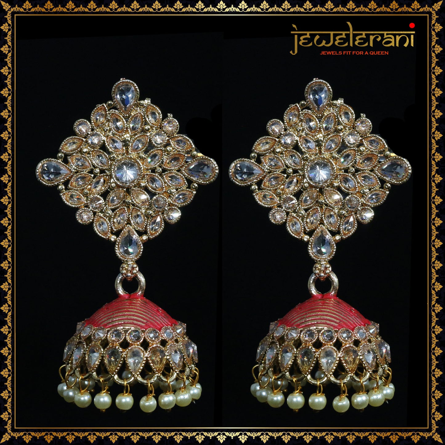 Jhalam Earrings - Red