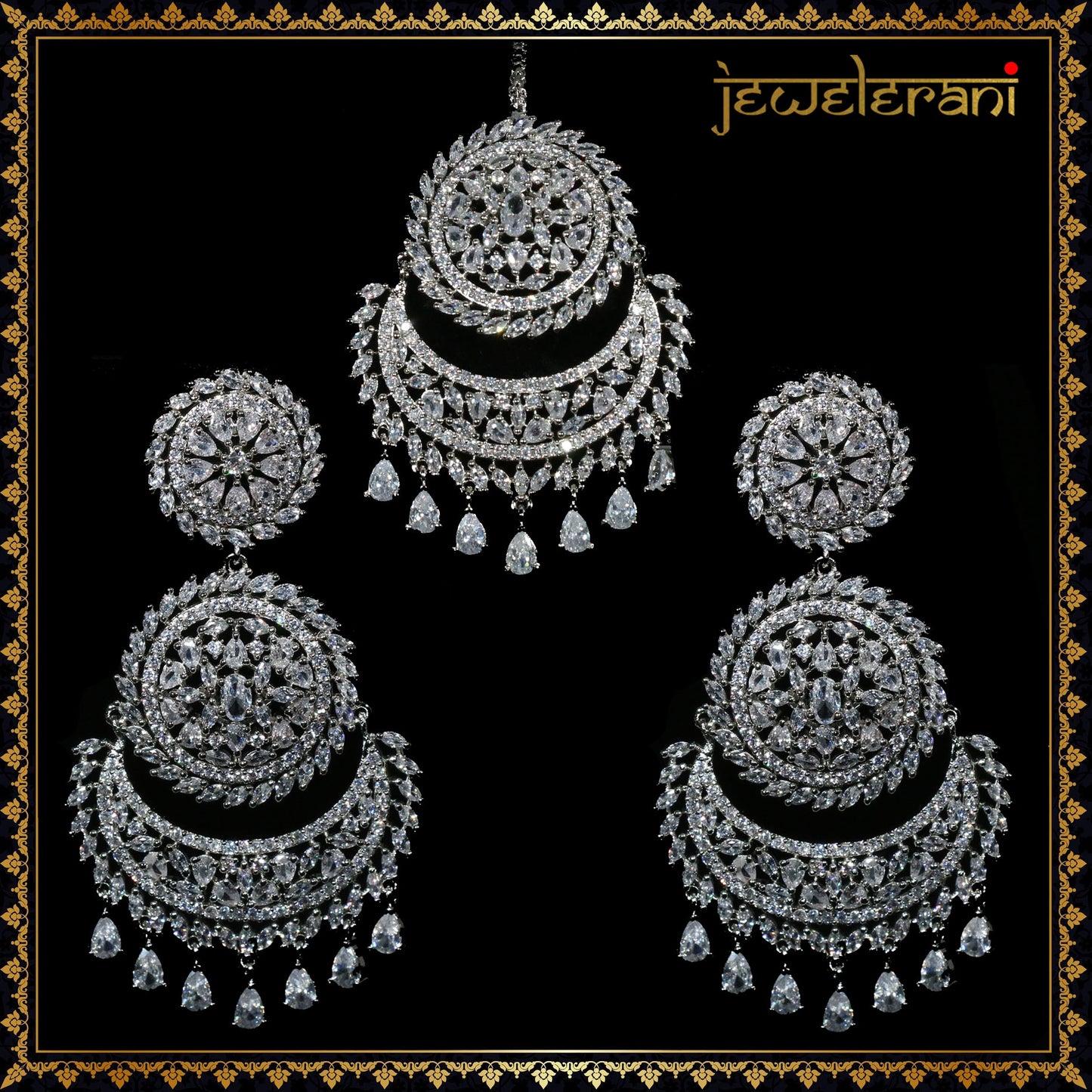 Niharika Earring Tikka Set - White